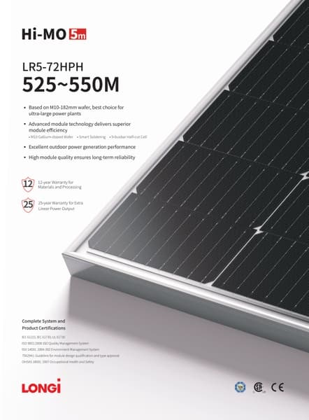 Tấm Pin LONGi 550W | Tấm pin mặt trời LONGi