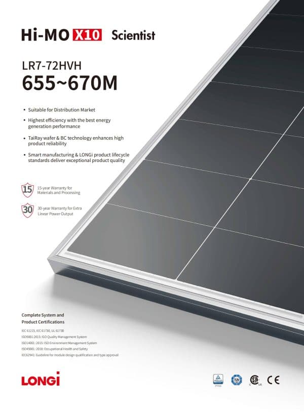 Tấm pin năng lượng mặt trời 670W | LONGi Hi-MO X10 670W